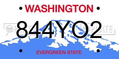 844YO2 Washington License Plate