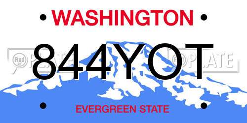 844YOT Washington License Plate