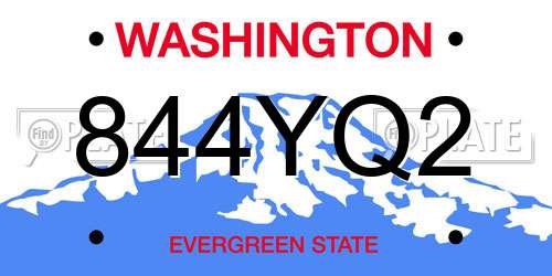 844YQ2 Washington License Plate
