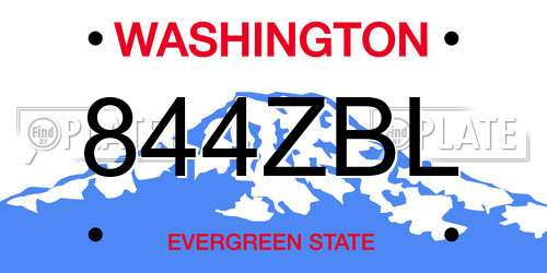 844ZBL Washington License Plate