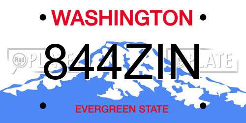 844ZIN Washington License Plate