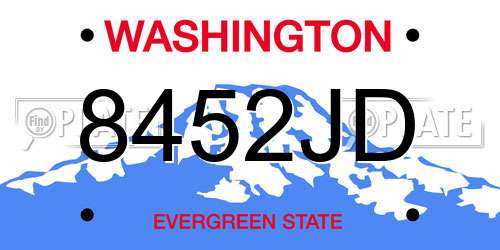 8452JD Washington License Plate