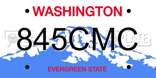 845CMC Washington License Plate