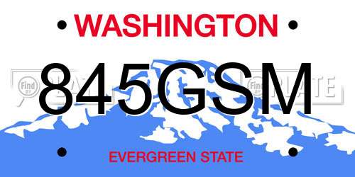 845GSM Washington License Plate
