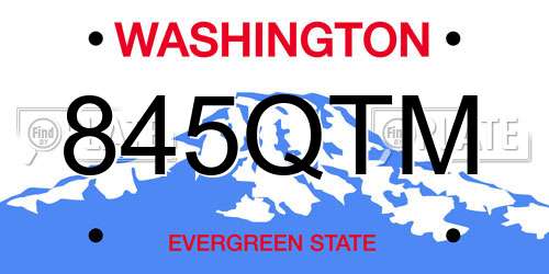 845QTM Washington License Plate