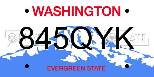 845QYK Washington License Plate