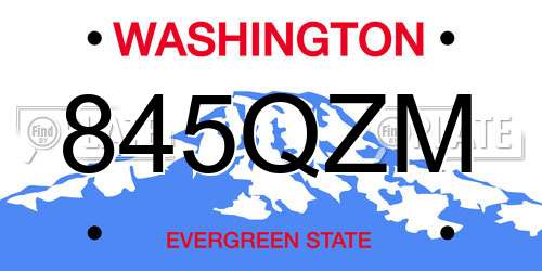 845QZM Washington License Plate
