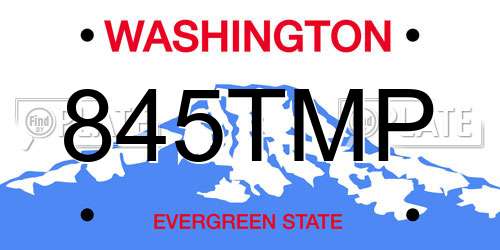 845TMP Washington License Plate