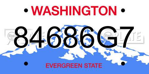 84686G7 Washington License Plate
