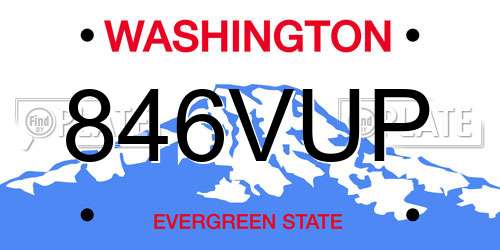 846VUP Washington License Plate