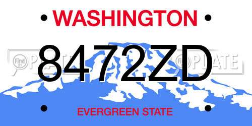 8472ZD Washington License Plate