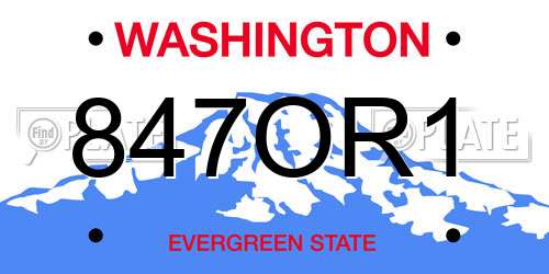 847OR1 Washington License Plate