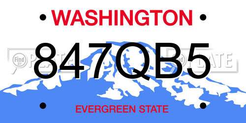 847QB5 Washington License Plate