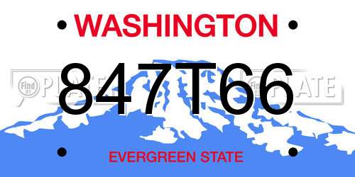 847T66 Washington License Plate