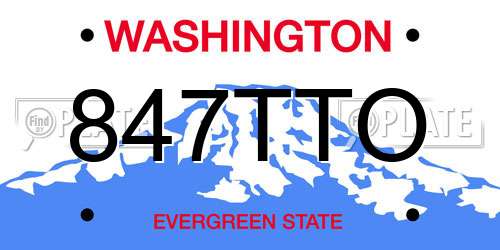 847TTO Washington License Plate