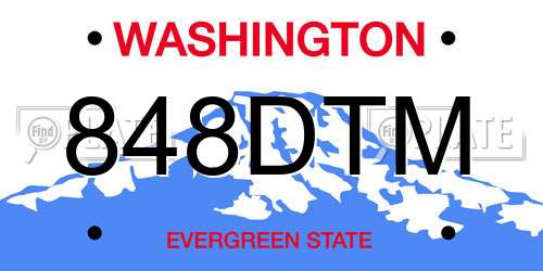 848DTM Washington License Plate