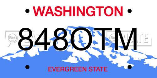 848OTM Washington License Plate
