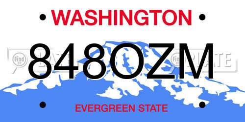 848OZM Washington License Plate