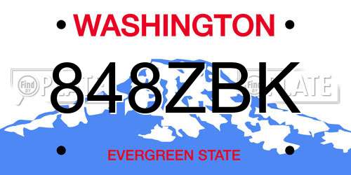 848ZBK Washington License Plate
