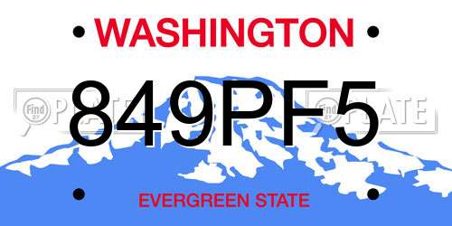 849PF5 Washington License Plate