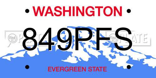 849PFS Washington License Plate