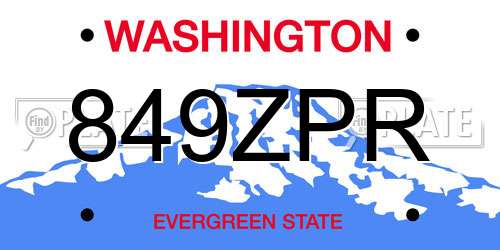 849ZPR Washington License Plate