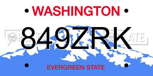 849ZRK Washington License Plate