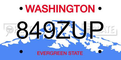 849ZUP Washington License Plate