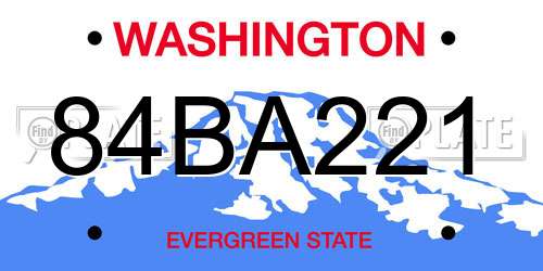 84BA221 Washington License Plate