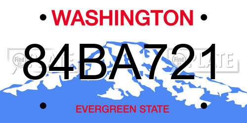 84BA721 Washington License Plate