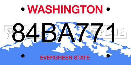 84BA771 Washington License Plate