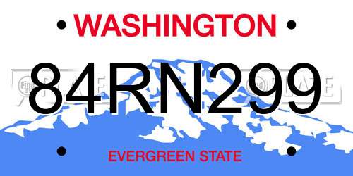 84RN299 Washington License Plate