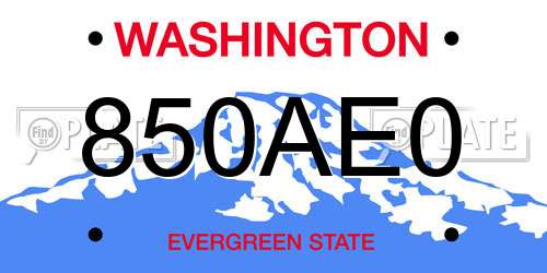 850AE0 Washington License Plate