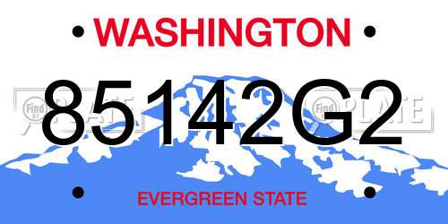 85142G2 Washington License Plate