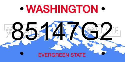 85147G2 Washington License Plate