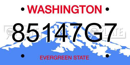 85147G7 Washington License Plate