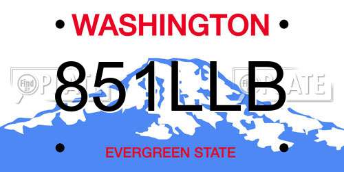 851LLB Washington License Plate