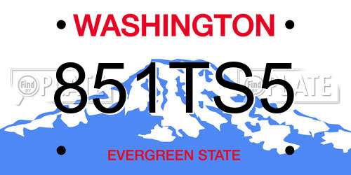 851TS5 Washington License Plate