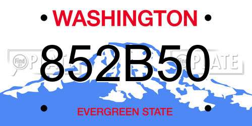 852B50 Washington License Plate