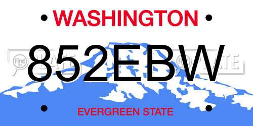 852EBW Washington License Plate