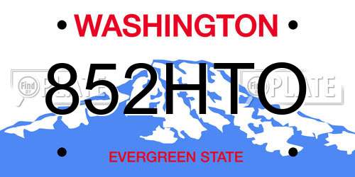 852HTO Washington License Plate