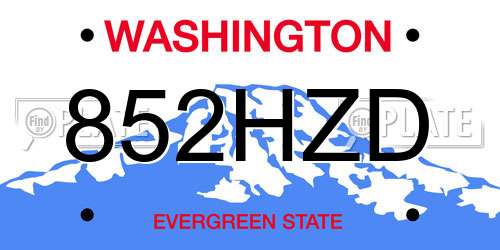852HZD Washington License Plate