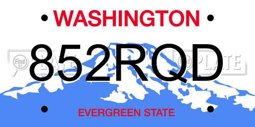 852RQD Washington License Plate