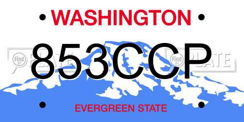 853CCP Washington License Plate