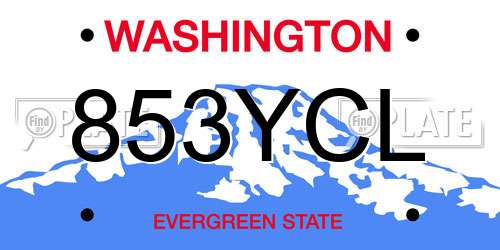 853YCL Washington License Plate