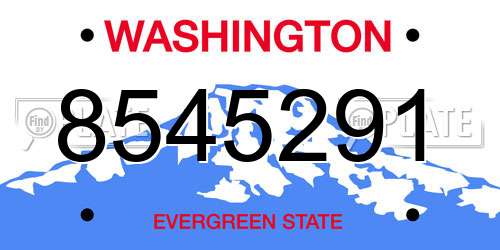 8545291 Washington License Plate