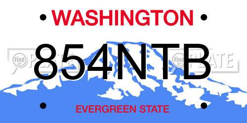 854NTB Washington License Plate