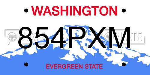 854PXM Washington License Plate