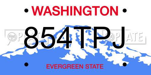 854TPJ Washington License Plate
