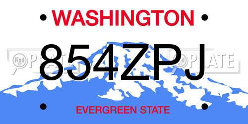 854ZPJ Washington License Plate